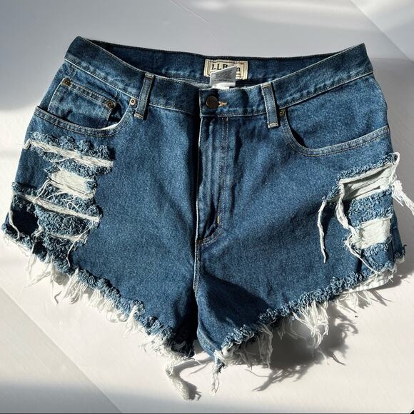 Vintage L.L. Bean Denim Shorts 31" High Rise Custom Distressed - Picture 12 of 12